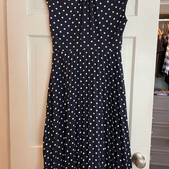 J.Crew navy and white polka dot silk midi dress Size 4P - Picture 5 of 6